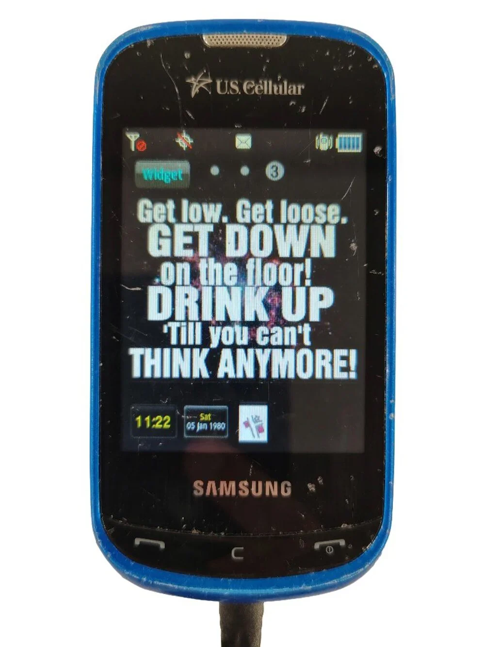 Vintage Y2K Blue Samsung Branded Slider Keyboard Touchscreen Cellphone
